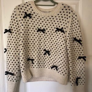 Zara Cream Bow Detail Sweater Size Large